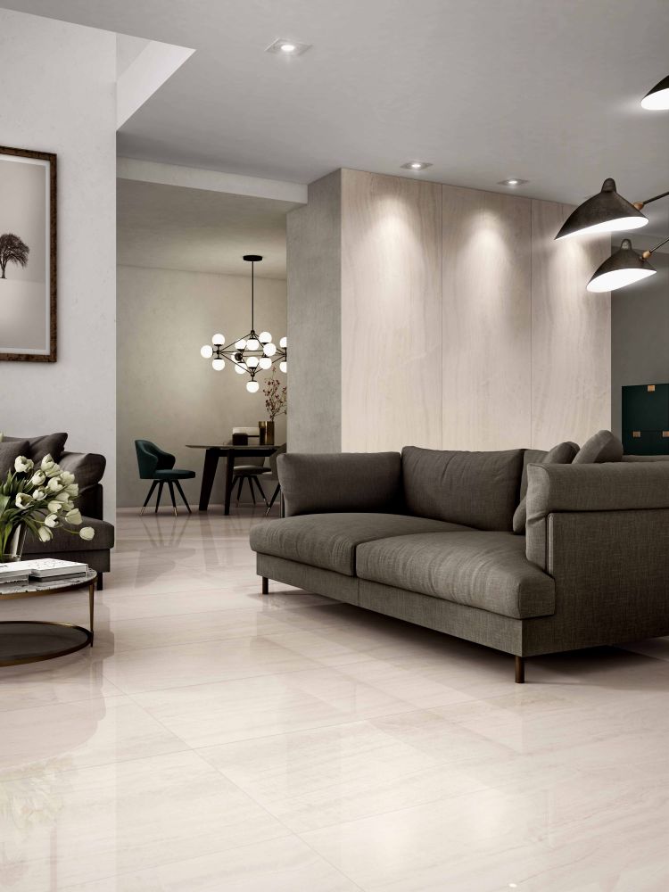 Elysium - Trilogy 24 in. x 48 in. Rectified Porcelain Tile - Onyx Light Lux floor installation
