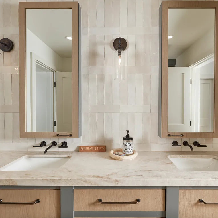 Arizona Tile - Flash 3&quot; x 12&quot; Ceramic Wall Tile - Ivory Bathroom Install