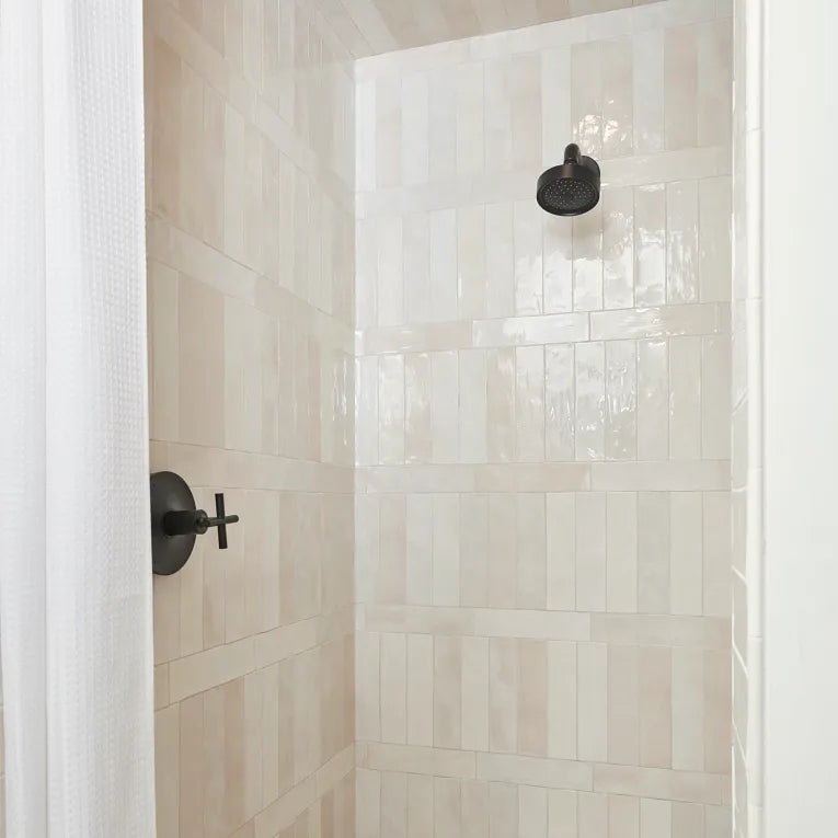 Arizona Tile - Flash 3&quot; x 12&quot; Ceramic Wall Tile - Ivory Shower Install