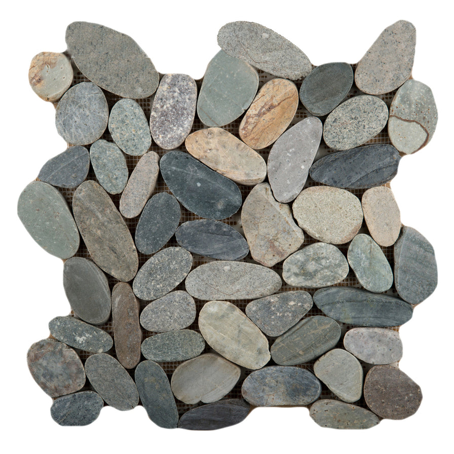 Emser Tile - Venetian Pebbles - 12&quot; x 12&quot; Stone Mosaic - Multicolor