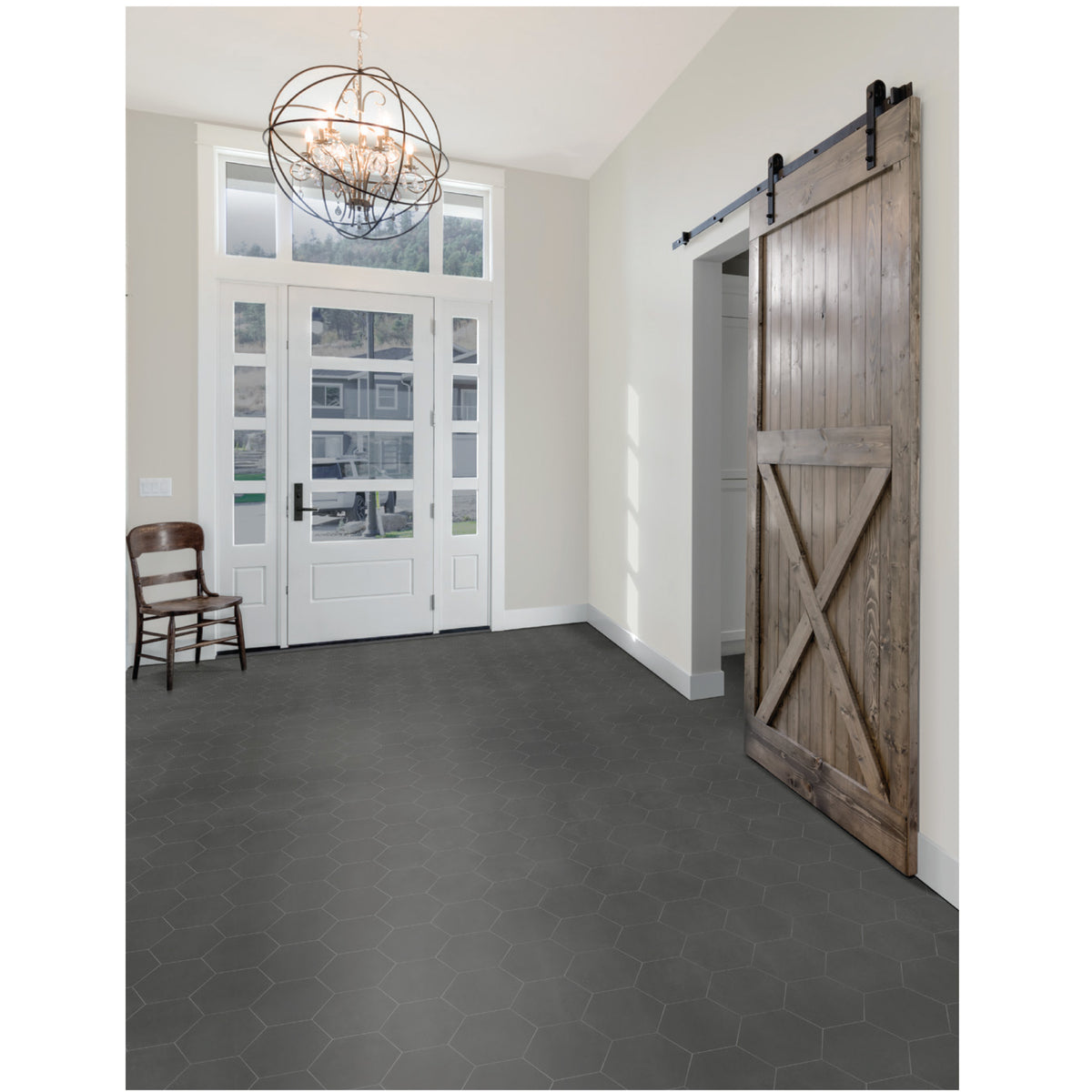 Anatolia - Form HD 7 in. x 8 in. Hexagon Porcelain Tile - Graphite Installed