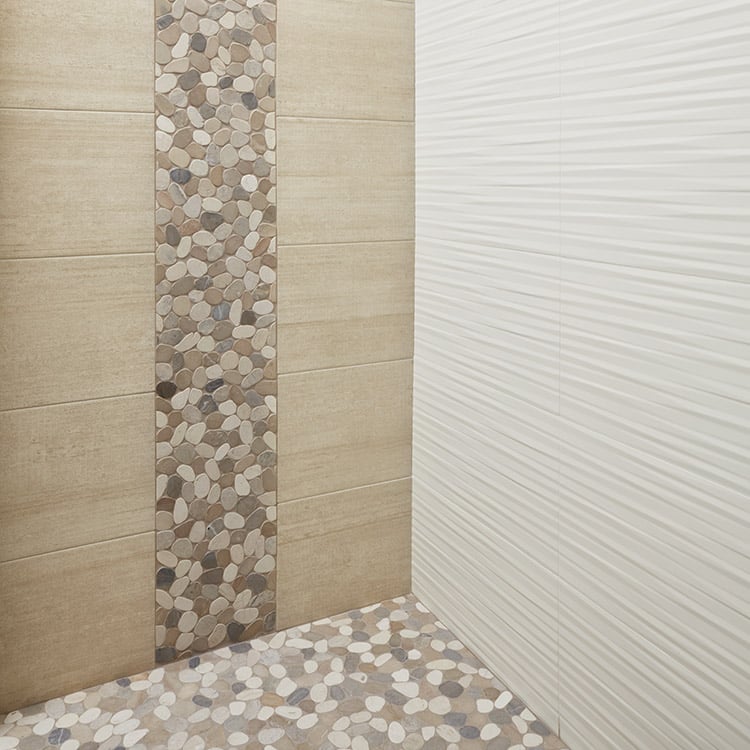 Arizona Tile - Flat Pebble Mosaic - Warm Blend Shower Install