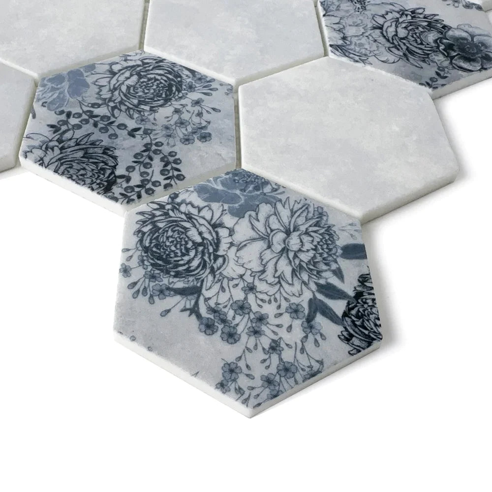 Lungarno - Botanicals 3&quot; Hexagon Mosaic - Freya
