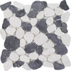 See Tesoro - Beach Stones Collection - Sliced Pebble Mosaic - White and Blue