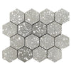 See Crossville Studios - Terrazzo - 12 in. x 10 in. Porcelain Hexagon Mosaic - Esagono Grey