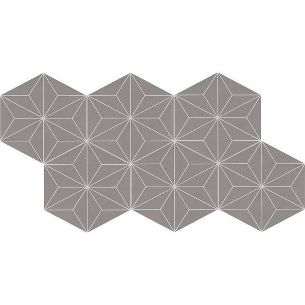 Daltile - Scrapbook - 8 in. Glazed Porcelain Hexagon Decorative Tile -  Memory Grey Asanoha