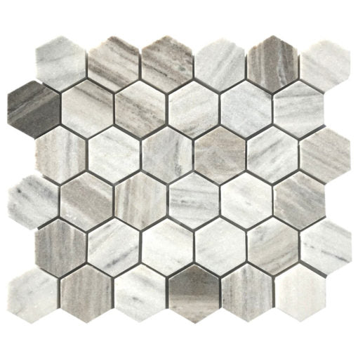 Enzo Tile - Paragon Marble Mosaic Tile - 2&quot; Hex Honed