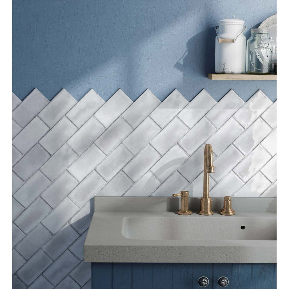 Equipe - Splendours Collection - 3 in. x 12 in. Wall Tile - Grey Installed