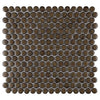 See SomerTile - Hudson Penny Round Gloss Mosaic - Brownstone