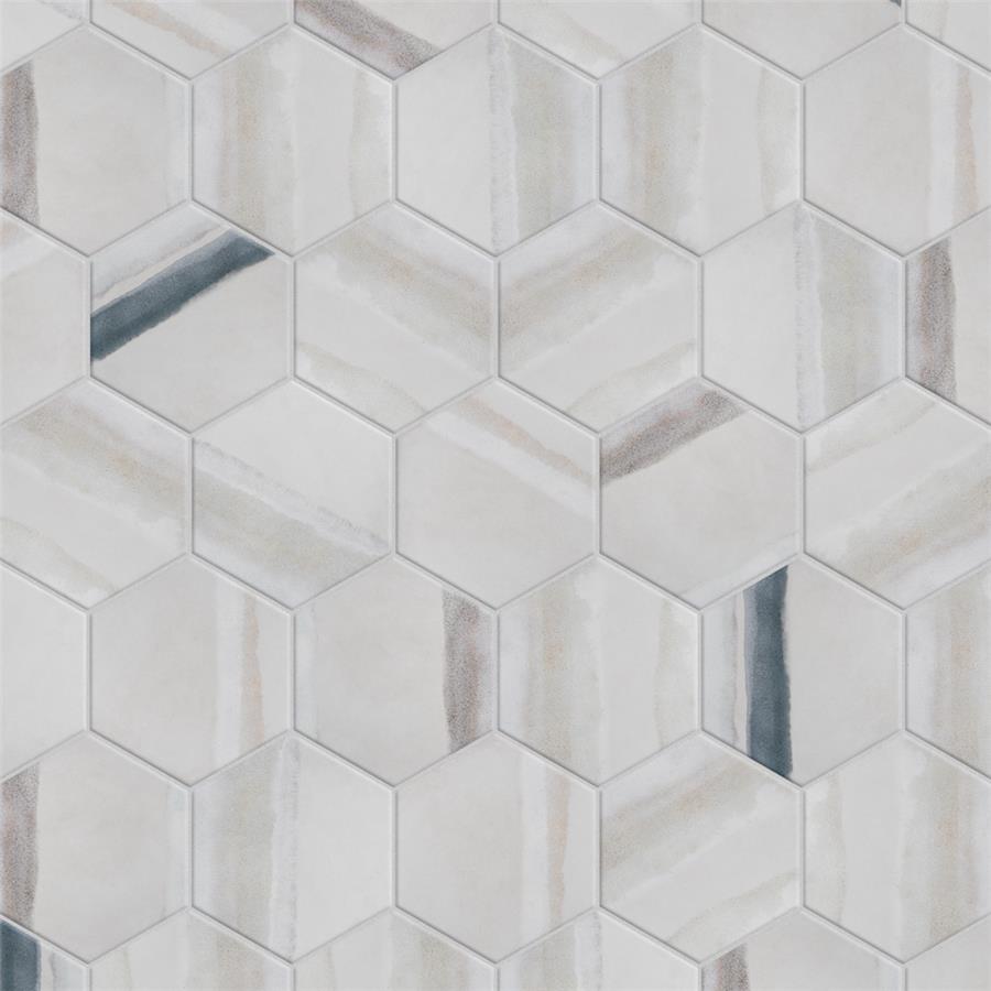 SomerTile - Matter Hexagon 7" x 9" Porcelain Tile - Bone Blue