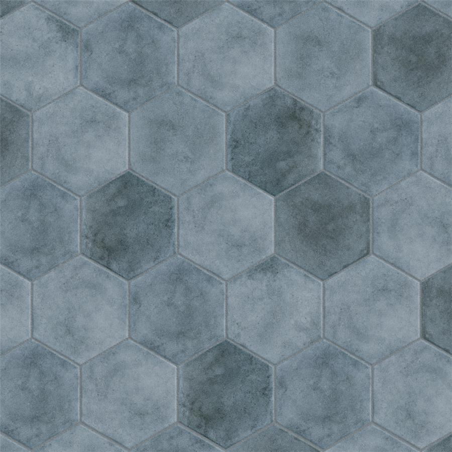 SomerTile - Matter Hexagon 7" x 9" Porcelain Tile - Blue