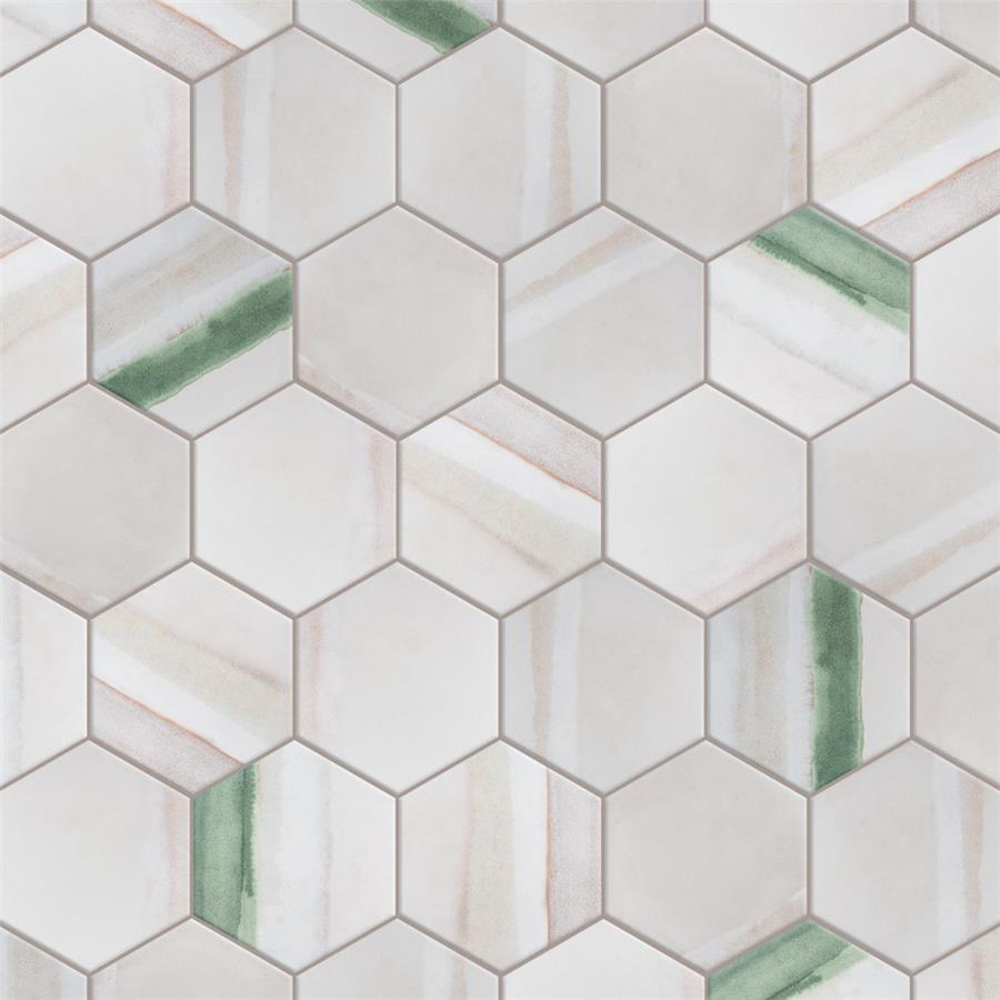 SomerTile - Matter Hexagon 7" x 9" Porcelain Tile - Bone Green