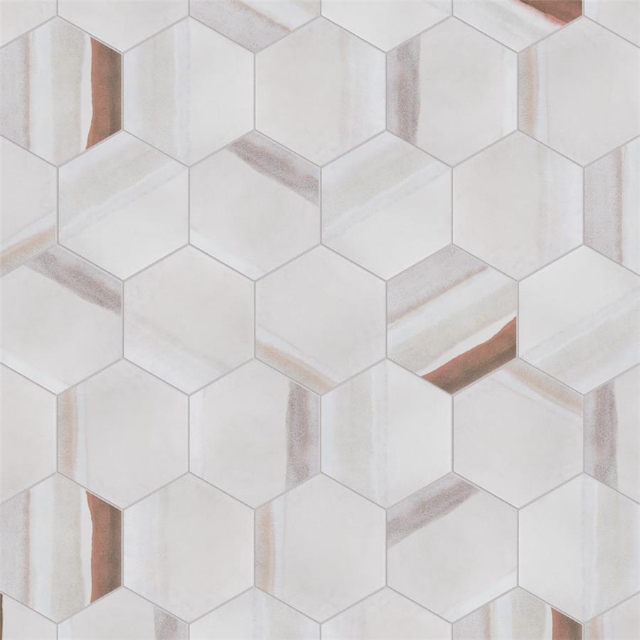 SomerTile - Matter Hexagon 7" x 9" Porcelain Tile - Bone Red