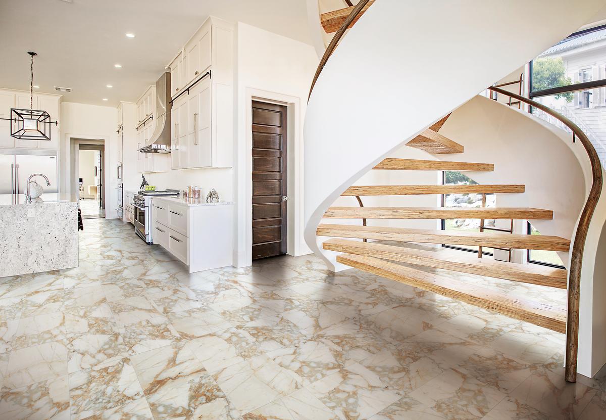 Floors 2000 - Classica 12 in. x 24 in. Matte Porcelain Tile - Calacatta Gold Installed