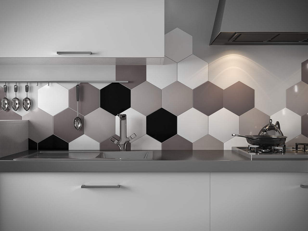 Floors 2000 - Solids - 8.5 in. x 10 in. Porcelain Hexagon Tile - Basic Grey