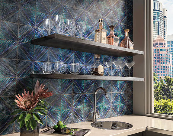 Maniscalco - Color Splash Series 6&quot; x 6&quot; Glass Tile - Ultra Marine wall installation