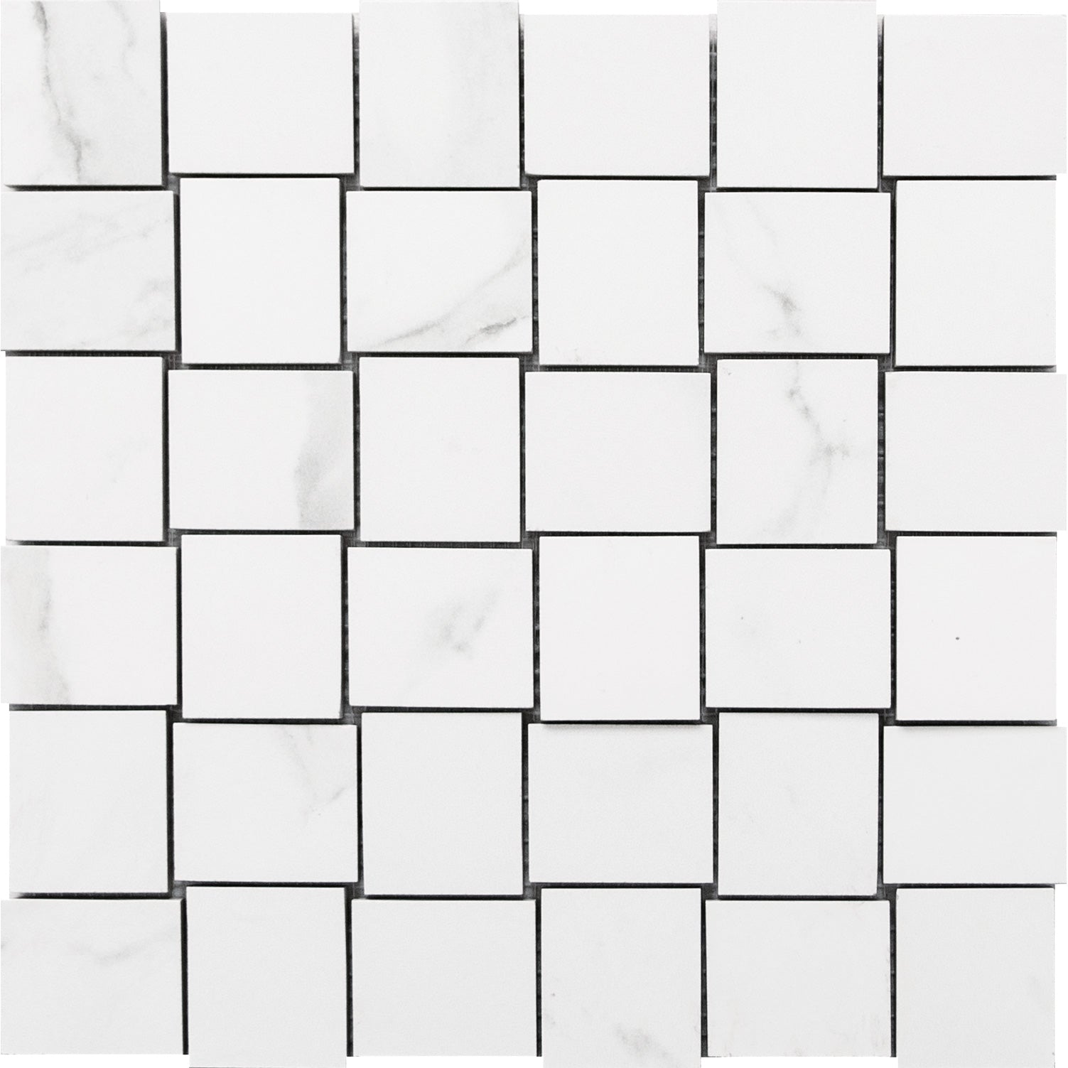 Happy Floors - Statuario 12 in. x 12 in. Basketweave Mosaic - (Matte)