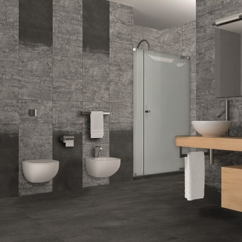 Lungarno - Stoneway 12 in. x 24 in. Glazed Porcelain Tile - Line Anthracite