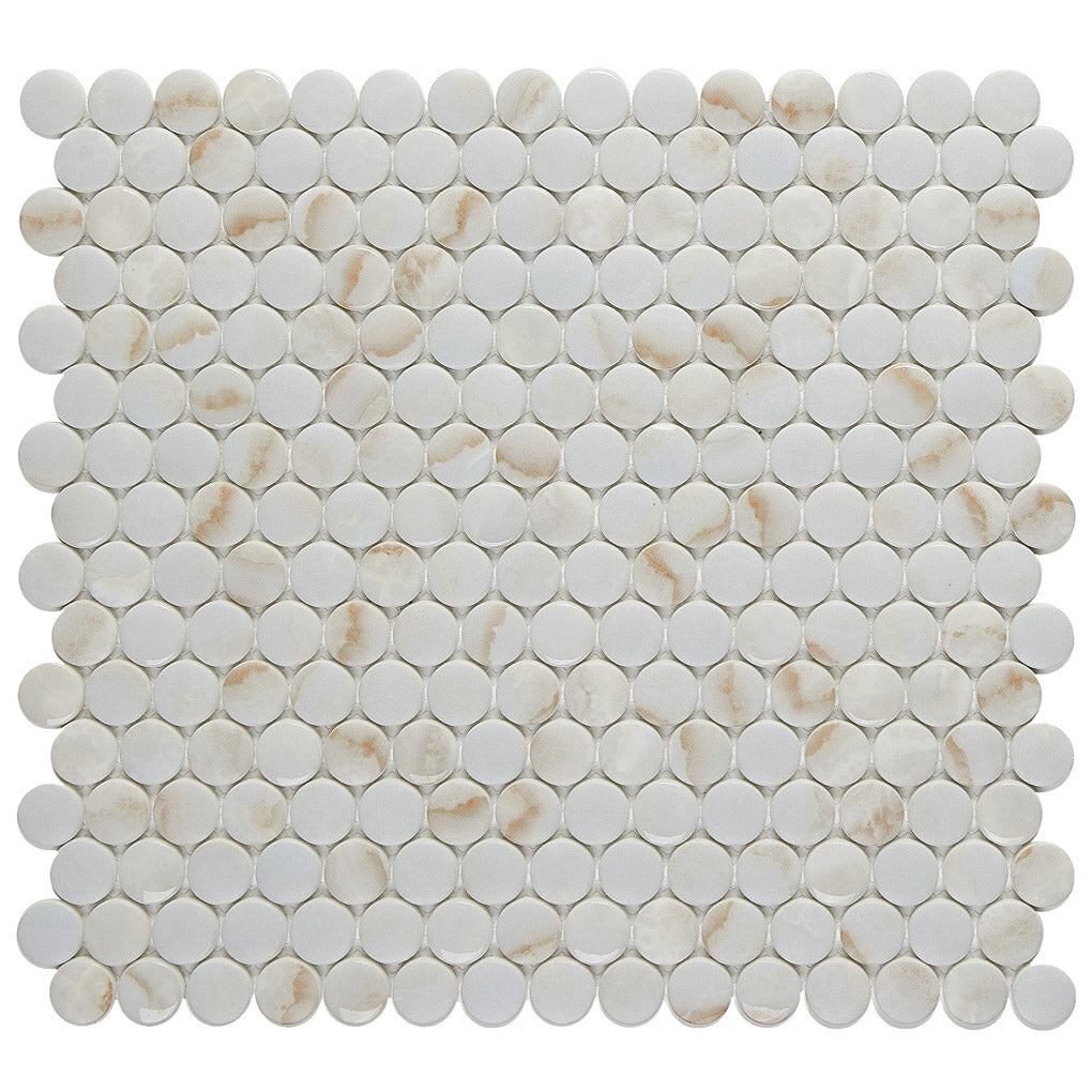 Lungarno - Simple Stone Glass Mosaic - Oro Pennyround