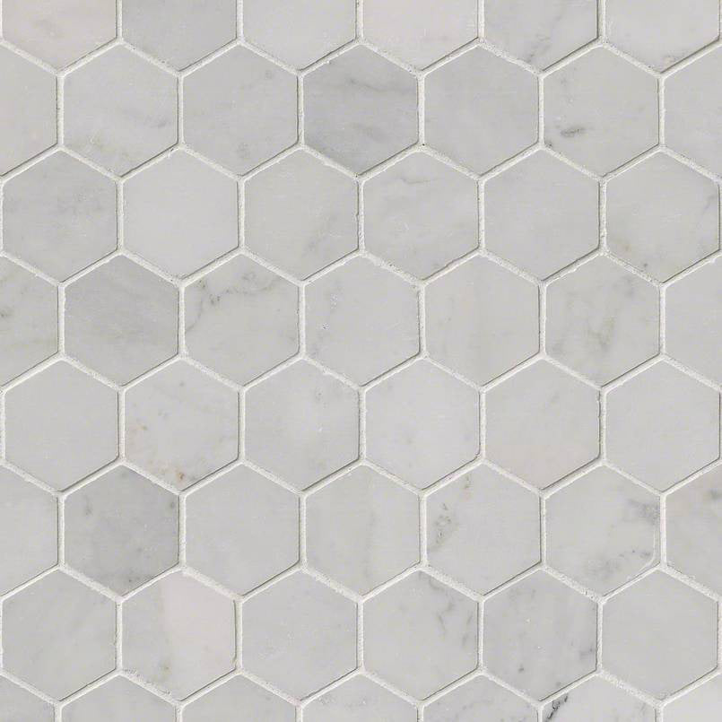 MSI - Carrara White 2&quot; Hexagon Marble Mosaic - Polished