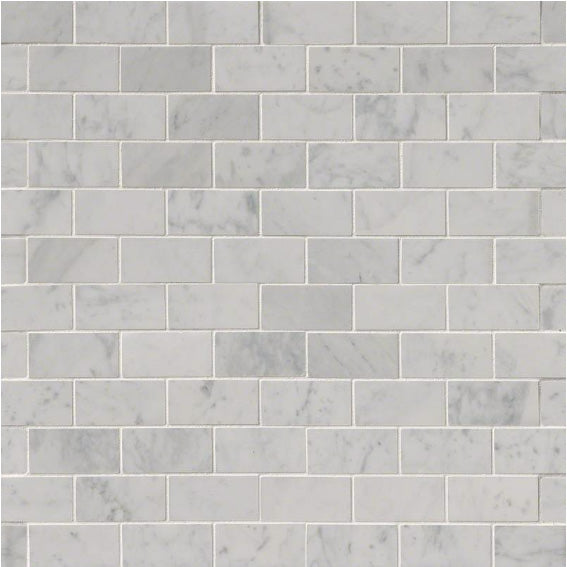 MSI - Carrara White 2 in. x 4 in. Marble Mosaic - Polished - Variation