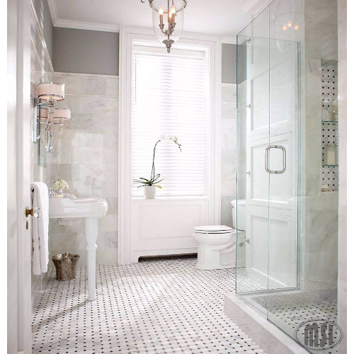 MSI - Greecian White 2&quot; Octagon Mosaic with Black 5/8 in. x 5/8 in. Accents - Polished - Variation