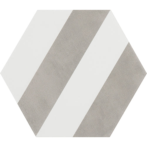 Bestile - Meraki 7.7 in. x 8.9 in. Hexagon Porcelain Tile - Stripe Gris