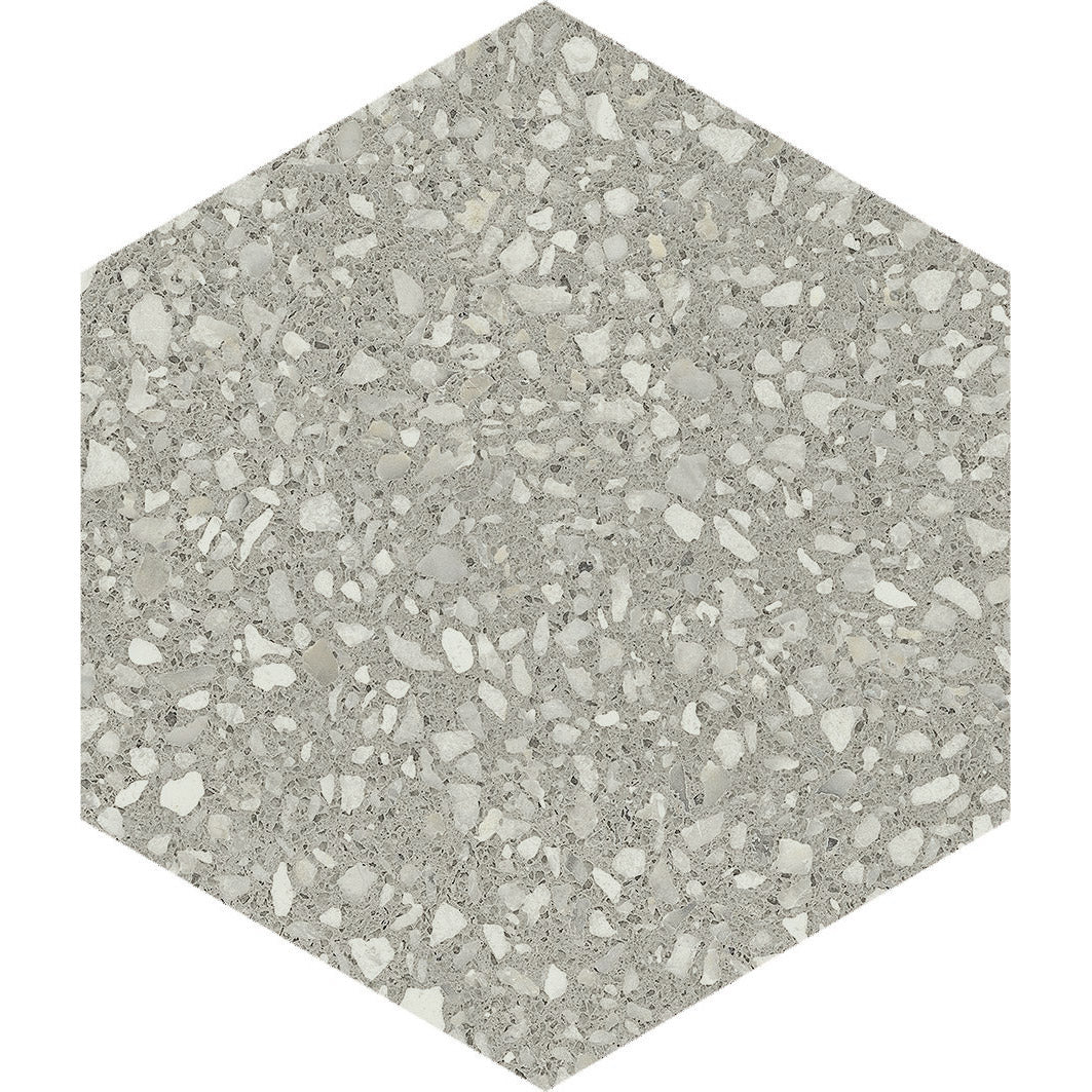 Soci Tile - Terrazzo Hexagon 9" x 10" Porcelain Tile - Gray