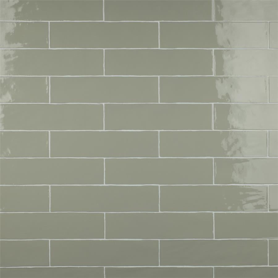 SomerTile - Chester 3&quot; x 12&quot; Subway Tile - Sage Installed