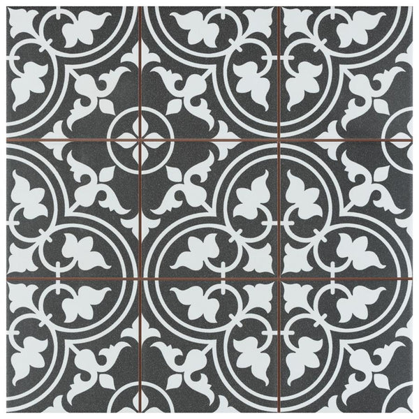 SomerTile Classico 2 Black 1.63 x 1.63 Porcelain Mosaic Tile