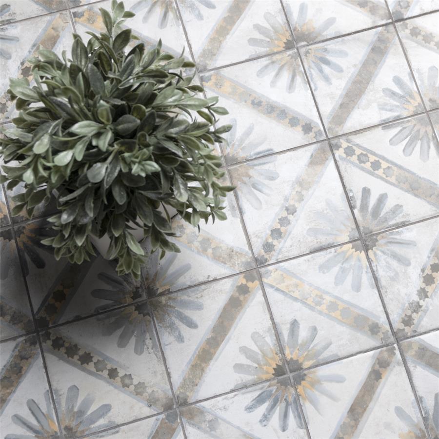 SomerTile - Harmonia 13 in. x 13 in. Ceramic Tile - Kings Marrakech Blue Light Grout