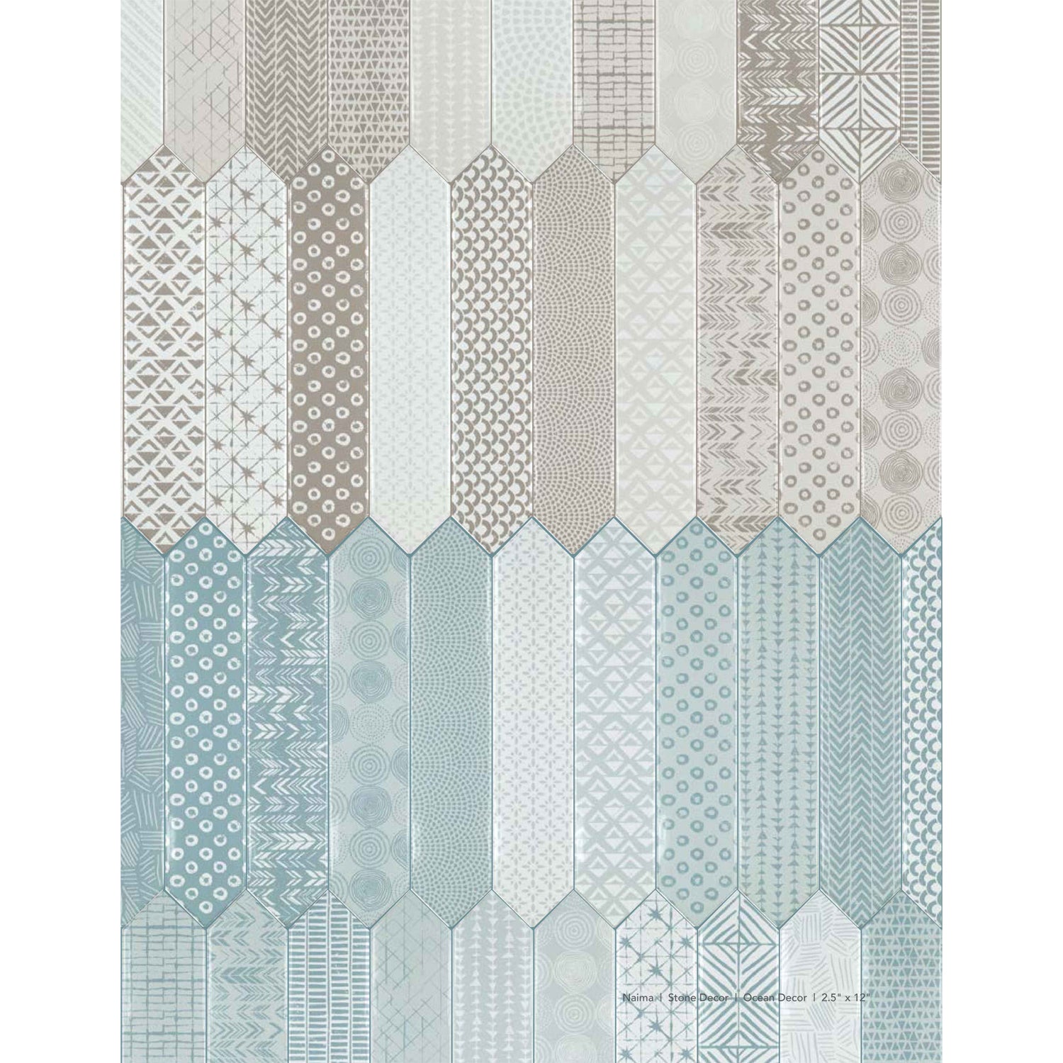 Topcu - Naima - 2.5 in. x 12 in. Ceramic Wall Tile - Ocean Decor