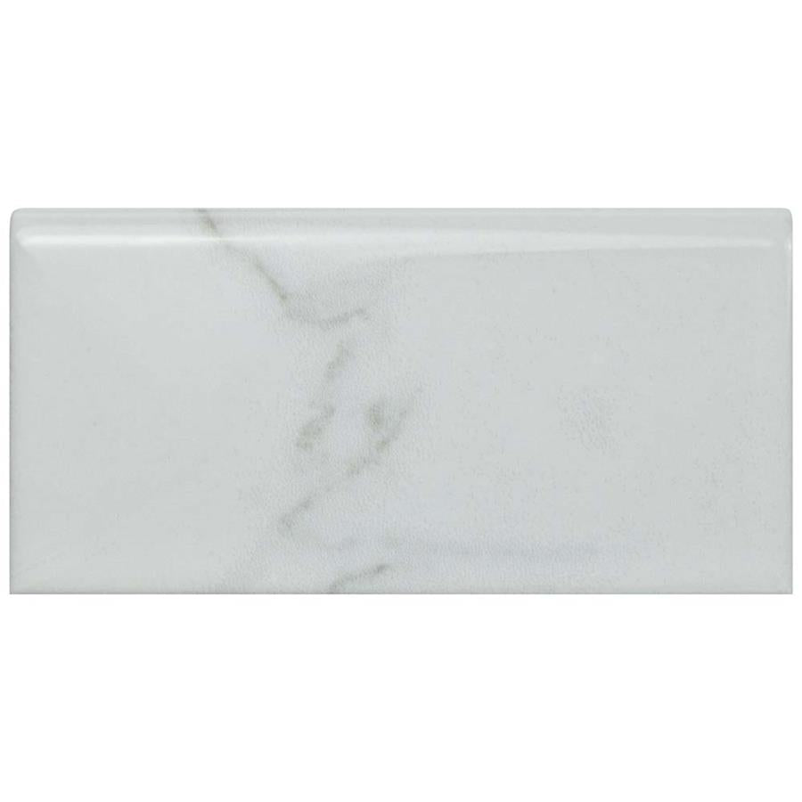 SomerTile - Classico Carrara - 3" x 6" Ceramic Bullnose - Glossy