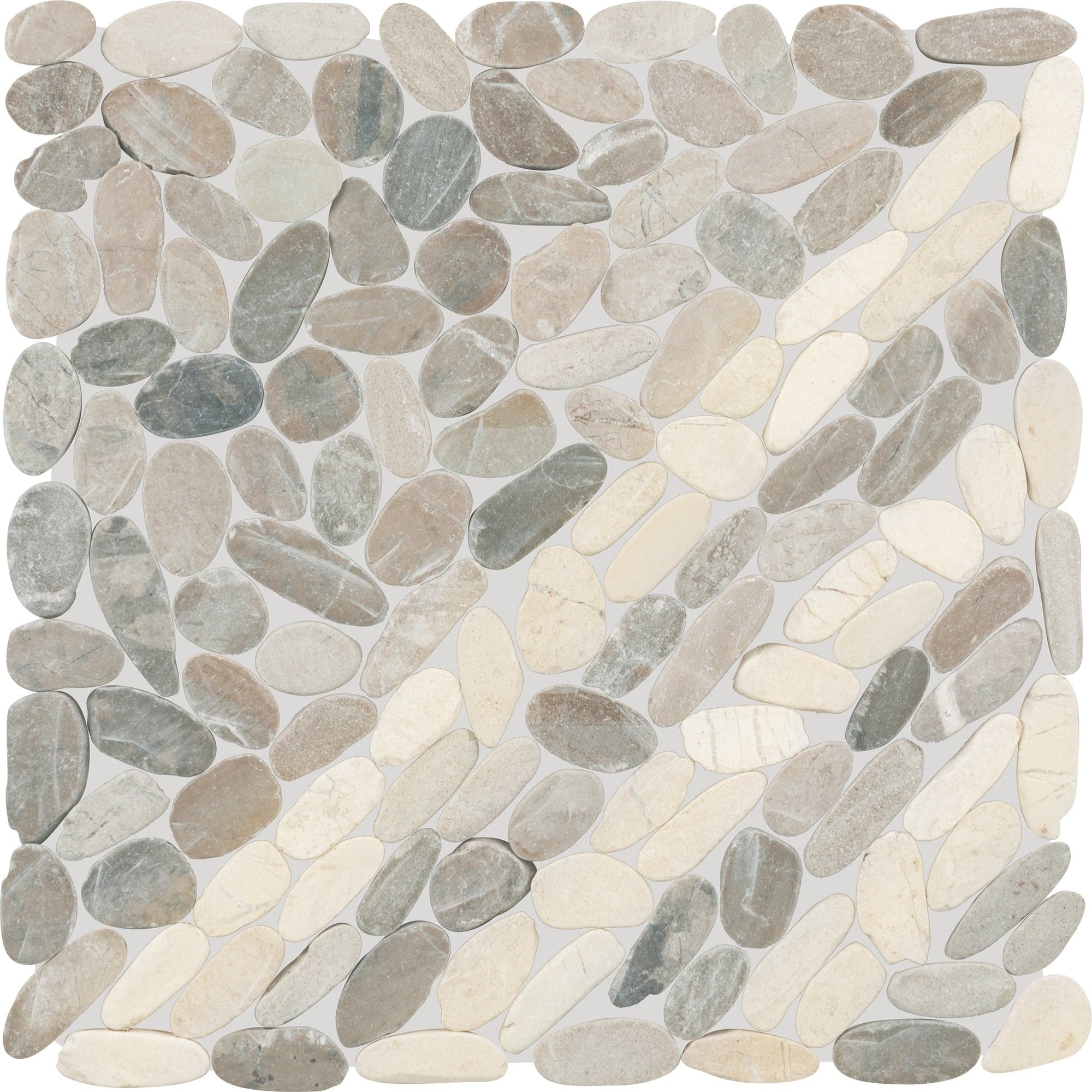 Daltile - Pebble Oasis Natural Stone Mosaic - Striped Pebble - Coal
