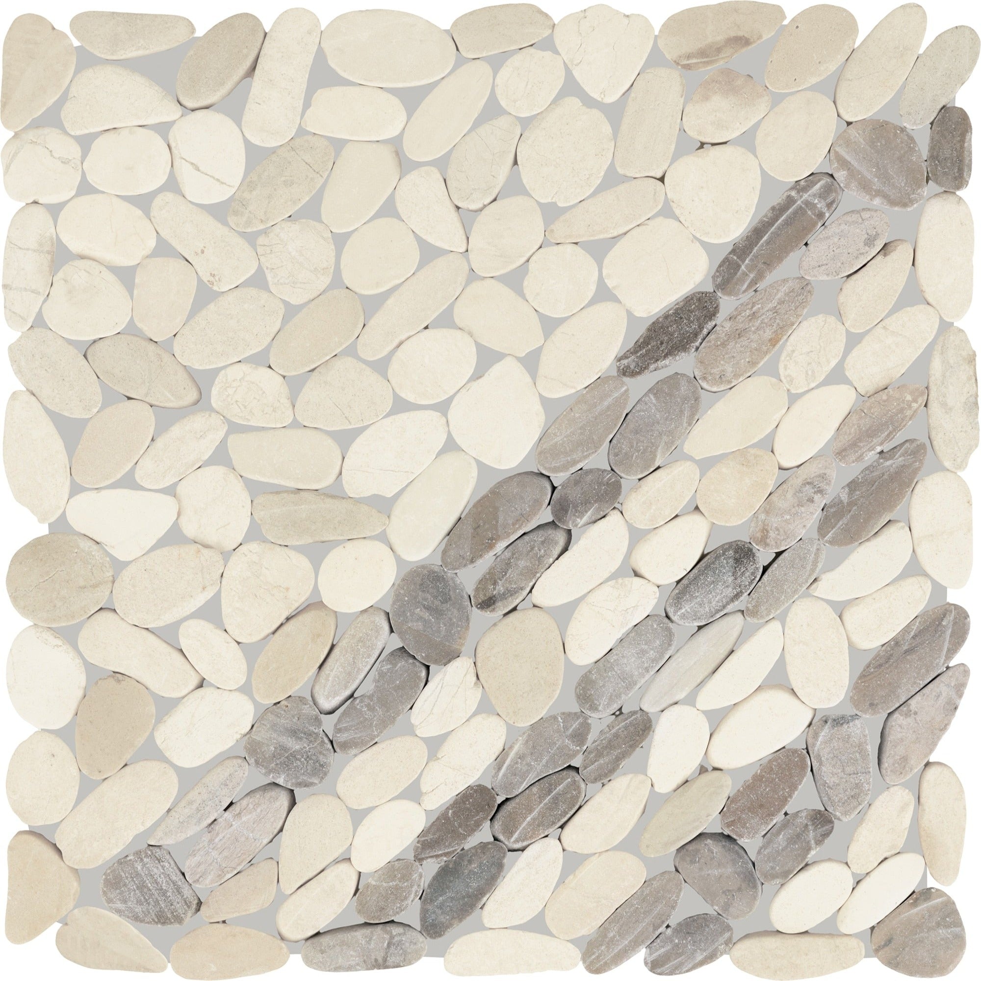 Daltile - Pebble Oasis Natural Stone Mosaic - Striped Pebble - Seashell