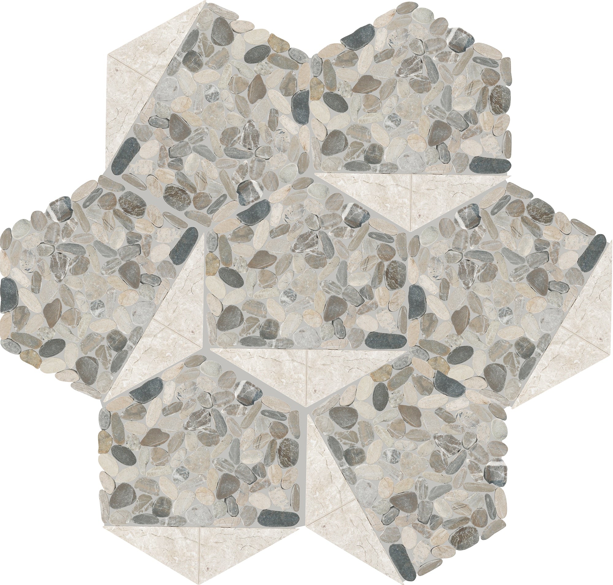 Daltile - Pebble Oasis Natural Stone Mosaic - Tri-Hex - Coal