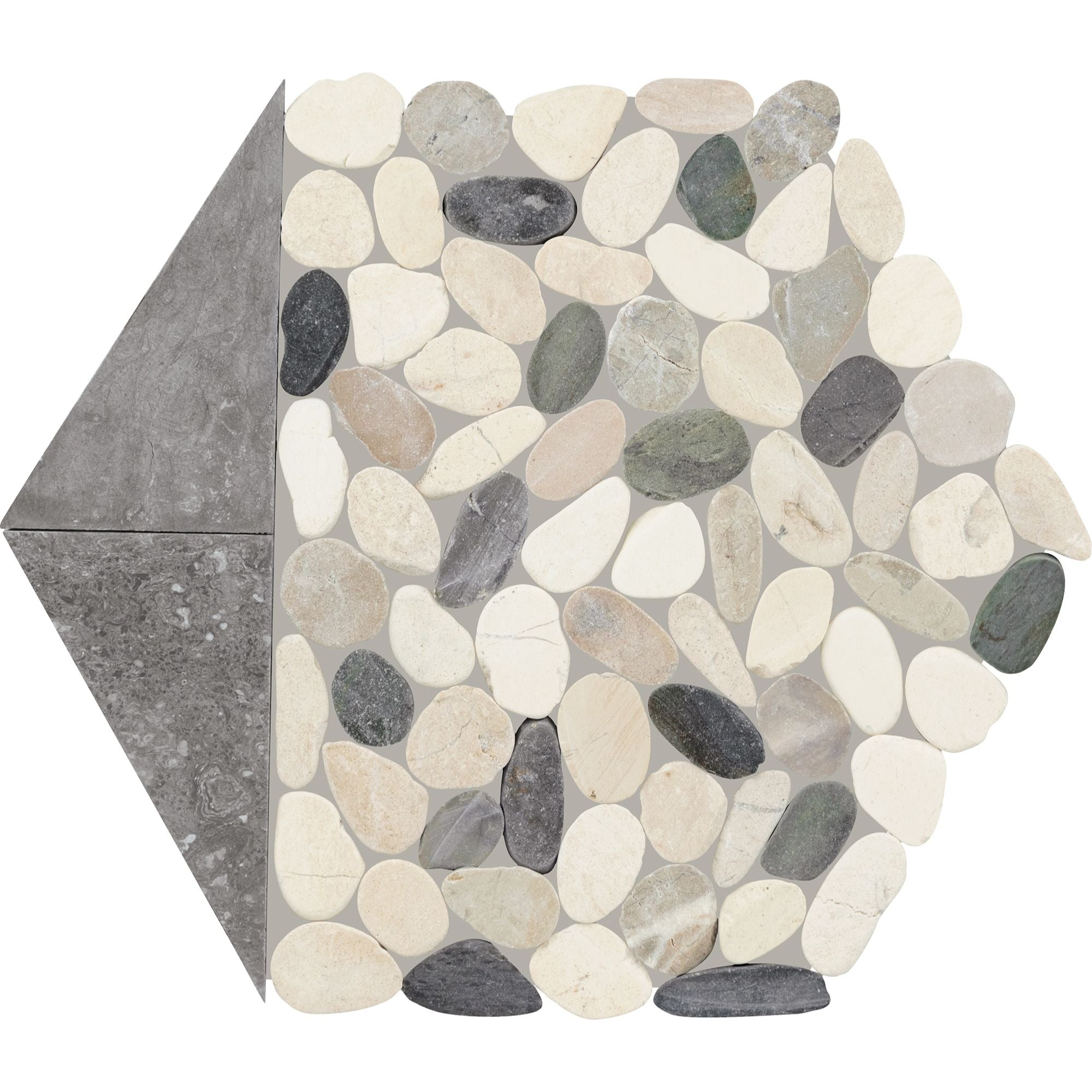 Daltile - Pebble Oasis Natural Stone Mosaic - Tri-Hex - Harbor