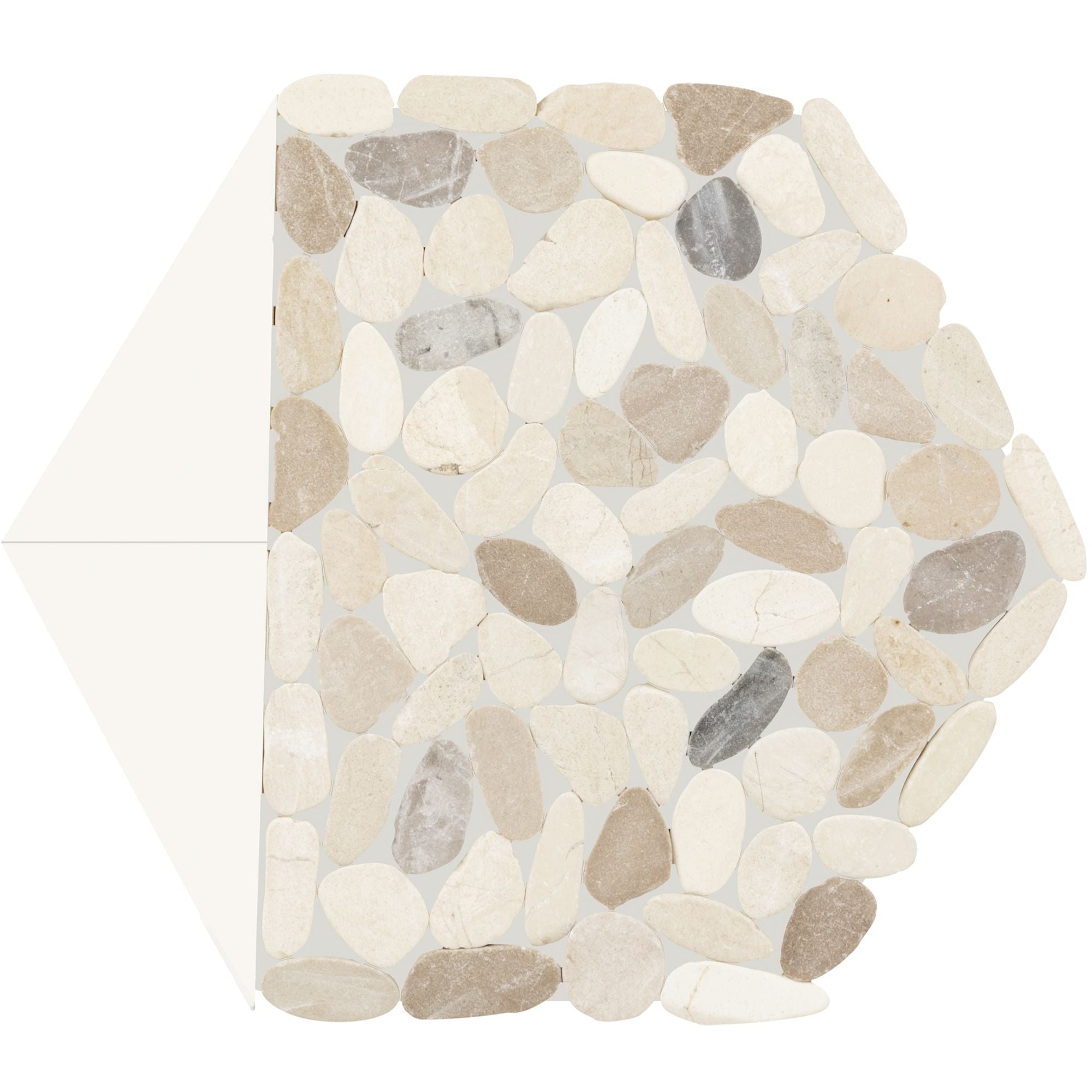 Daltile - Pebble Oasis Natural Stone Mosaic - Tri-Hex - Seashell