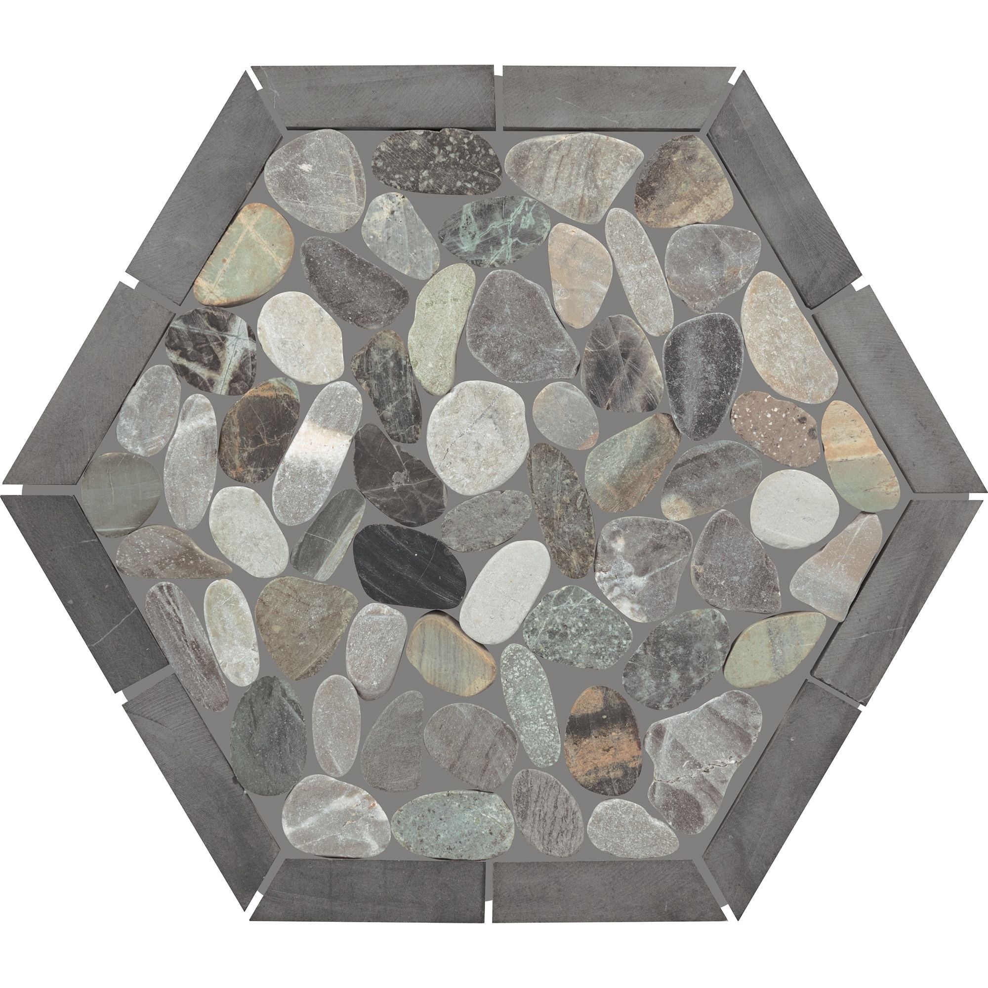 Daltile - Pebble Oasis Natural Stone Mosaic - Framed Hex - Coastal