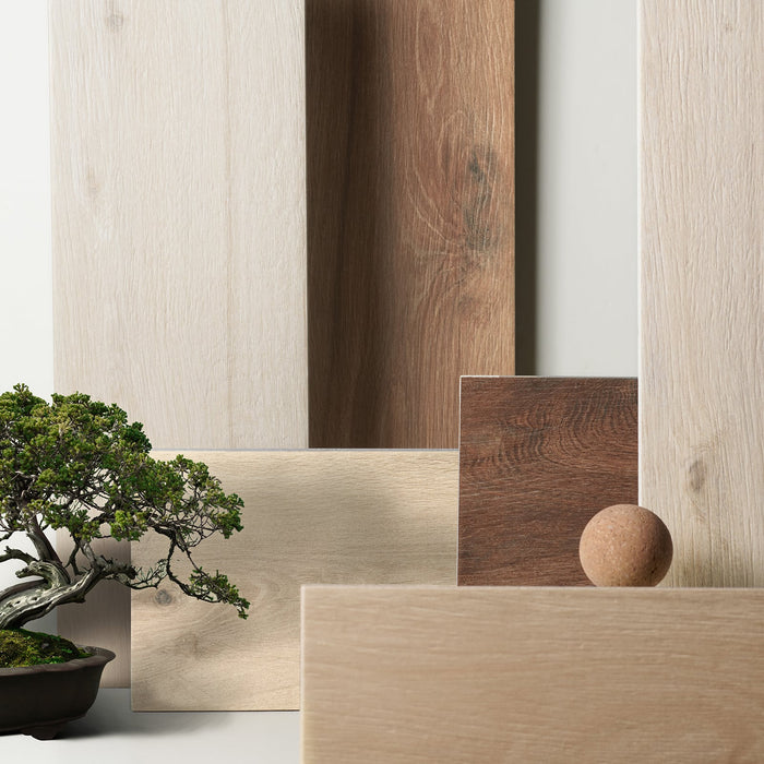 Modern Bathroom Design Ideas featuring Wood Look Porcelain Tile