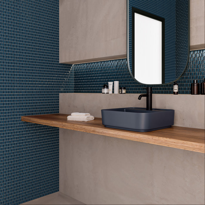 WOW - 3D Bars Collection - 5 in. x 10 in. Diamond Glossy Ceramic Wall Tile - Sapphire Installed