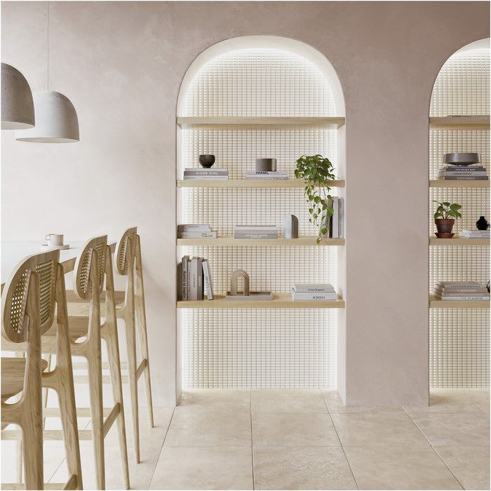 WOW - 3D Bars Collection - 5 in. x 10 in. Bevel Glossy Ceramic Wall Tile - Quartz Room Scene