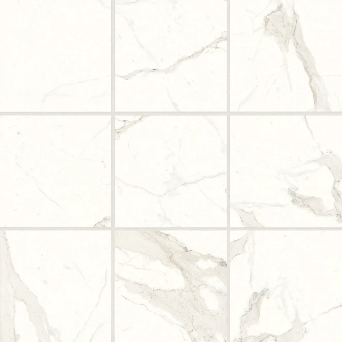 Bedrosians - Magnifica Encore - 4&quot; x 4&quot; Porcelain Mosaic - Calacatta Super White Polished