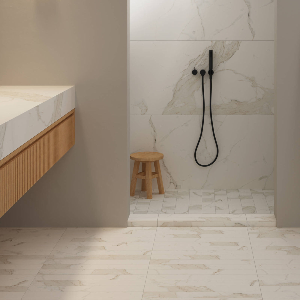 Bedrosians - Magnifica Era - 24&quot; x 48&quot; Glazed Porcelain Tile - Luxe White Honed Installed