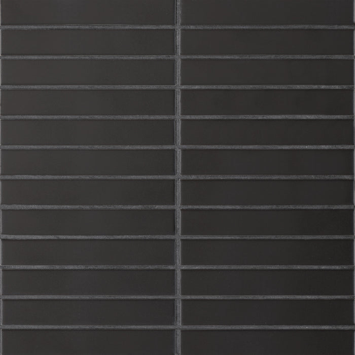 Bedrosians - Le Cafe 1" x 6" Straight Stack Matte Porcelain Mosaic - Black