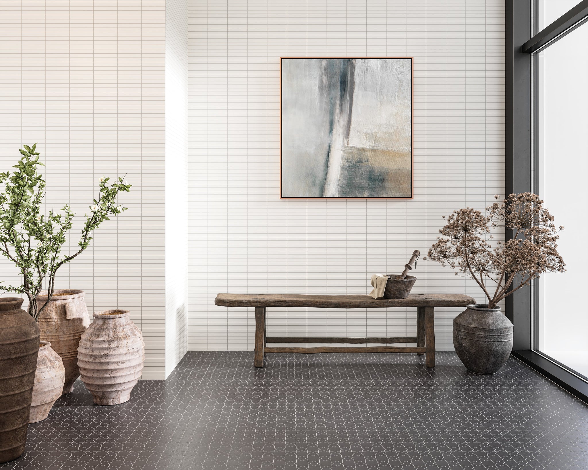 Bedrosians Le Cafe 1" x 6" Straight Stack Matte Porcelain Mosaic W