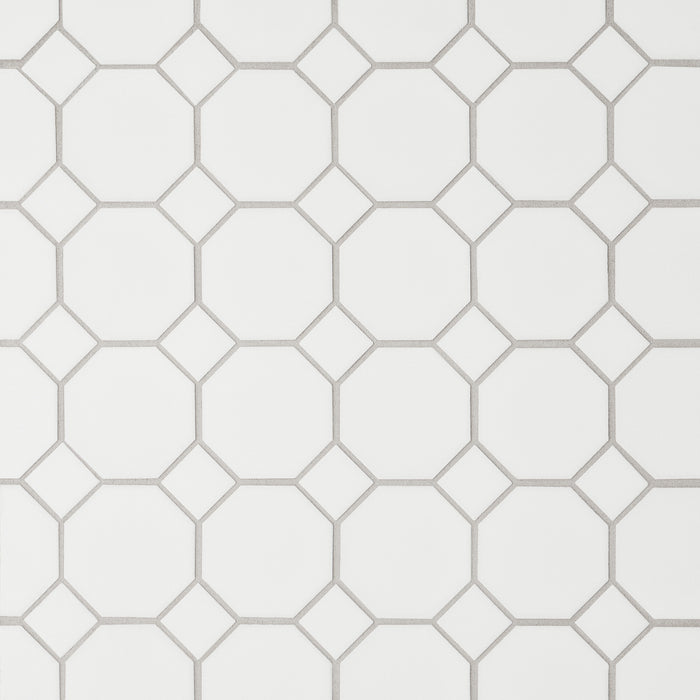 Bedrosians - Le Cafe 2" x 2" Octagon Matte Porcelain Mosaic - White