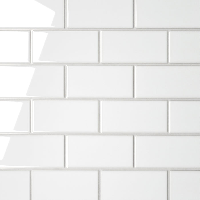 Bedrosians - Le Cafe 2" x 4" Off Set Glossy Porcelain Mosaic - White