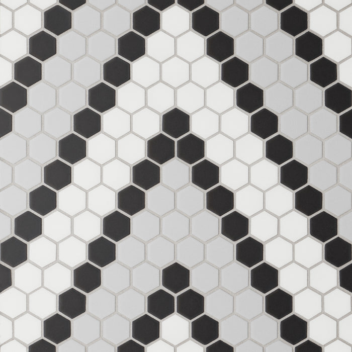 Bedrosians - Le Cafe 1" x 1" Hexagon Porcelain Mosaic - Deco Design 8