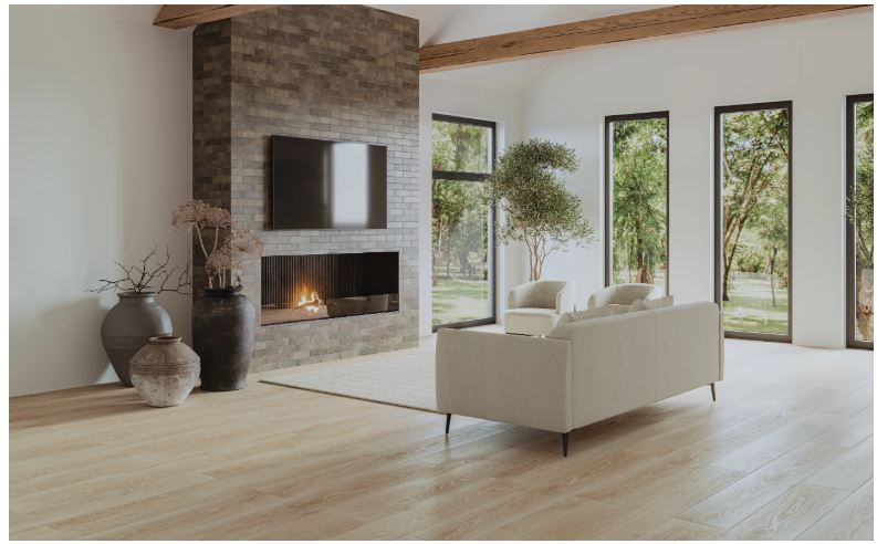 Bedrosians - Timberline - 10 in. x 72 in. Honed Porcelain Wood-Look Tile - Birch Installed